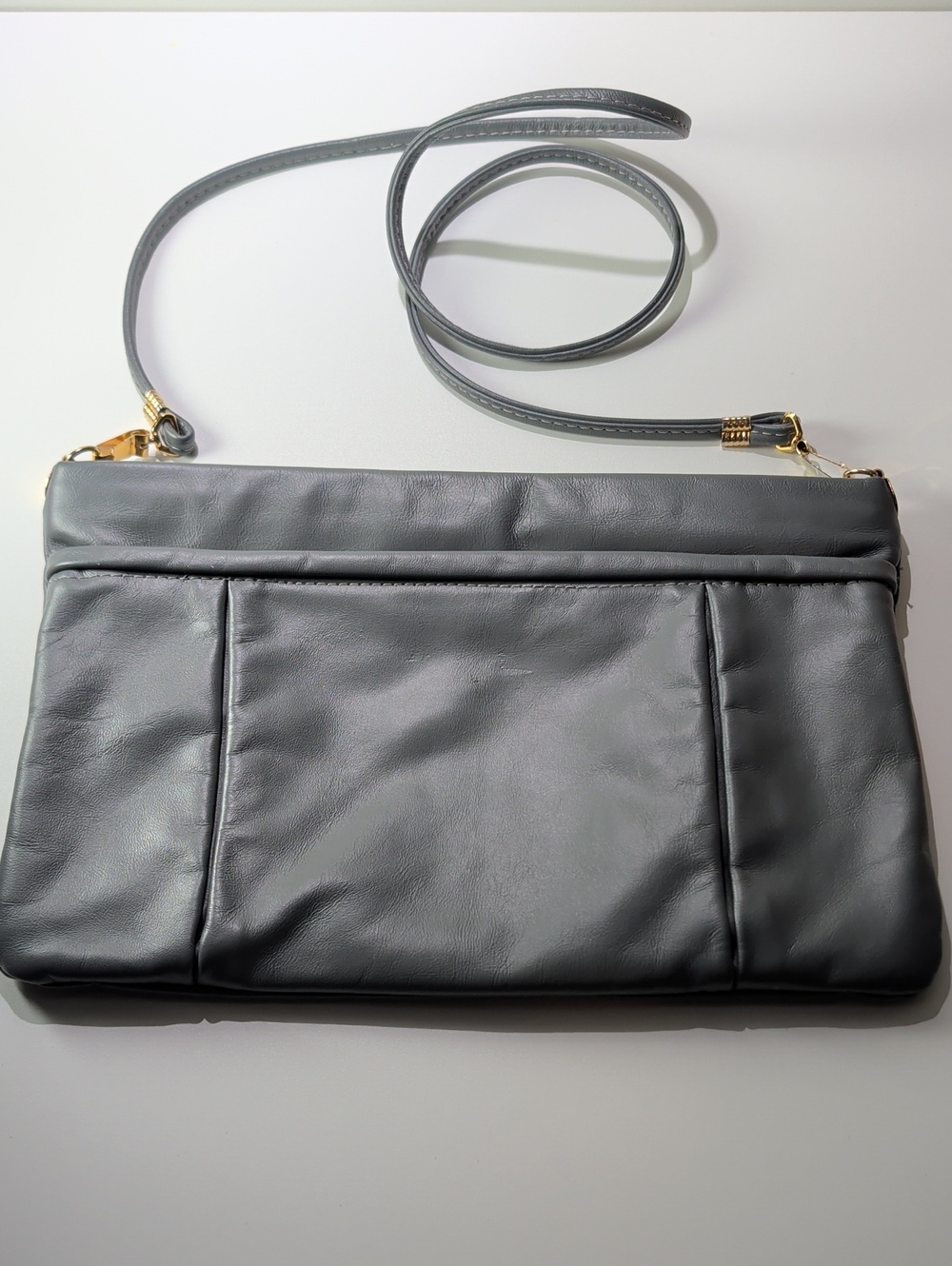 Vintage grey leather by Mann purse made in Canada